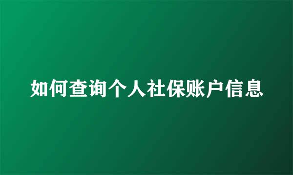 如何查询个人社保账户信息
