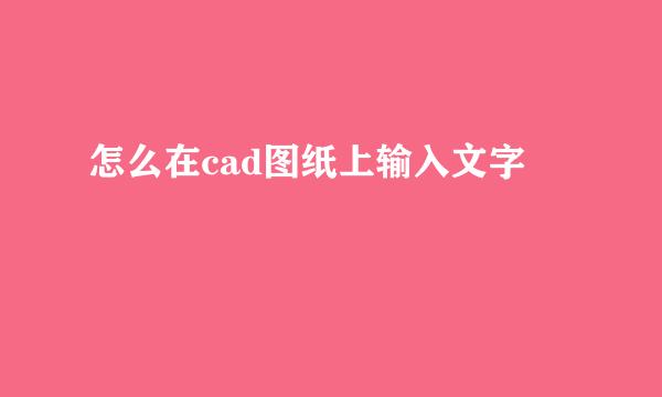 怎么在cad图纸上输入文字