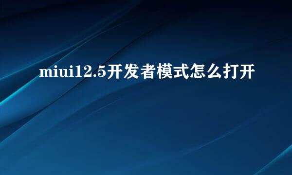 miui12.5开发者模式怎么打开