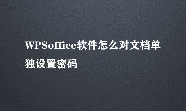 WPSoffice软件怎么对文档单独设置密码
