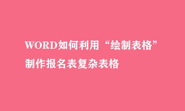 WORD如何利用“绘制表格”制作报名表复杂表格