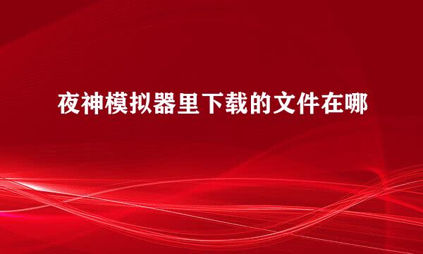 夜神模拟器里下载的文件在哪