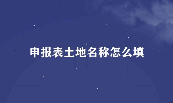 申报表土地名称怎么填