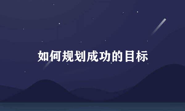 如何规划成功的目标
