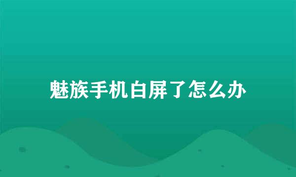 魅族手机白屏了怎么办