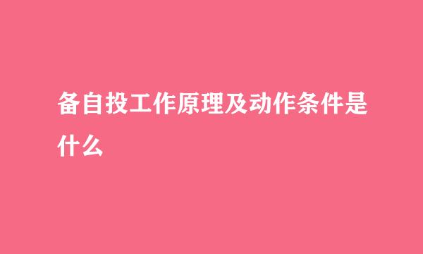 备自投工作原理及动作条件是什么