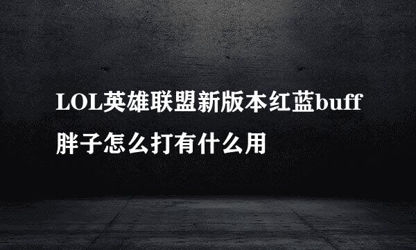 LOL英雄联盟新版本红蓝buff胖子怎么打有什么用
