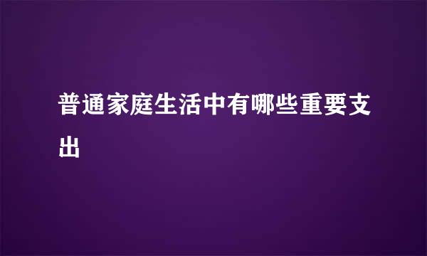 普通家庭生活中有哪些重要支出