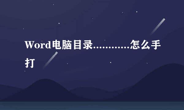 Word电脑目录............怎么手打