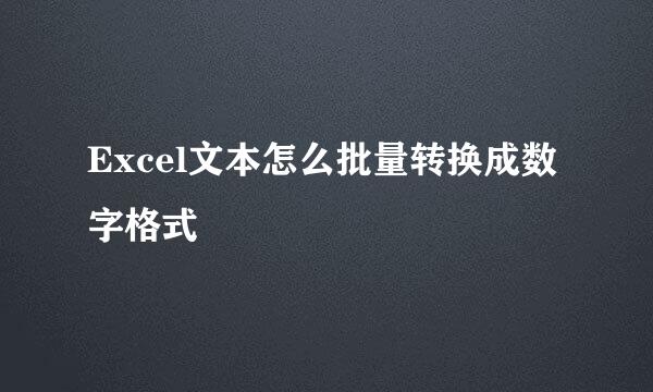 Excel文本怎么批量转换成数字格式
