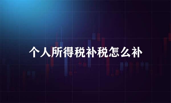 个人所得税补税怎么补