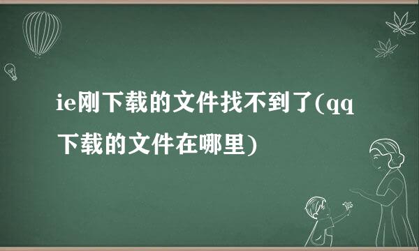 ie刚下载的文件找不到了(qq下载的文件在哪里)