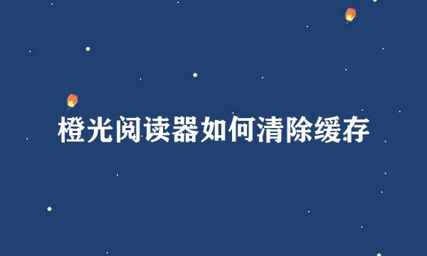 橙光阅读器如何清除缓存