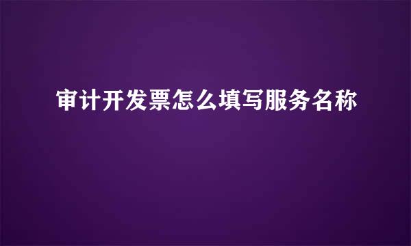 审计开发票怎么填写服务名称
