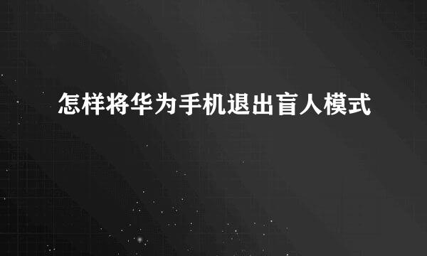 怎样将华为手机退出盲人模式
