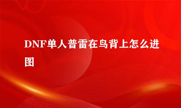 DNF单人普雷在鸟背上怎么进图