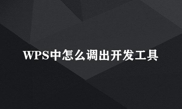 WPS中怎么调出开发工具