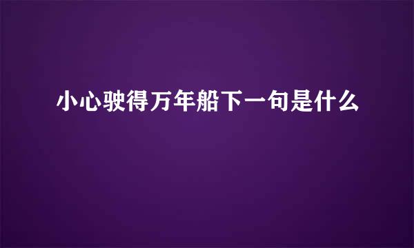 小心驶得万年船下一句是什么