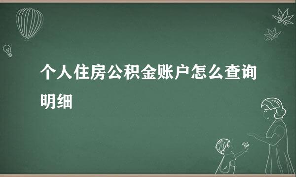 个人住房公积金账户怎么查询明细