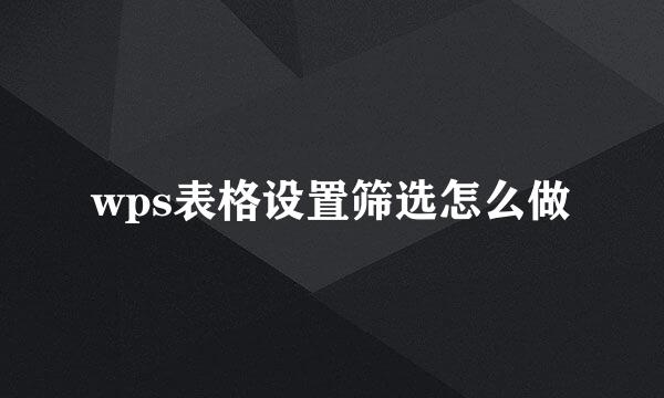 wps表格设置筛选怎么做