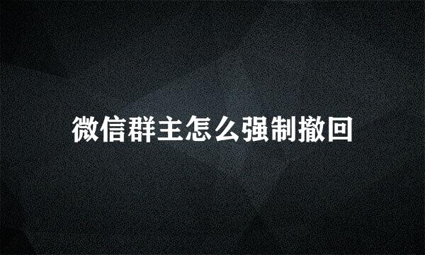 微信群主怎么强制撤回