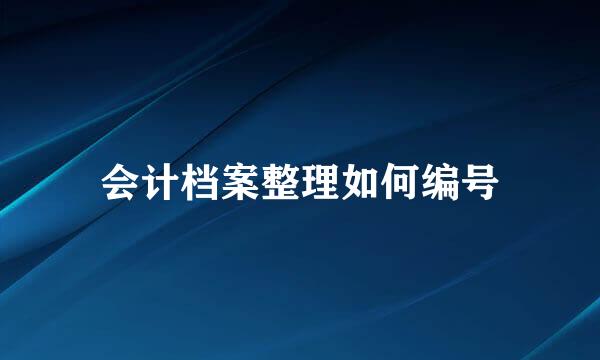 会计档案整理如何编号