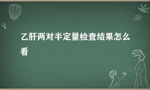 乙肝两对半定量检查结果怎么看