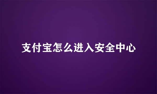 支付宝怎么进入安全中心