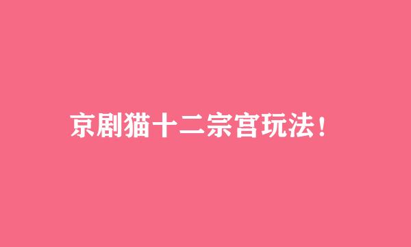 京剧猫十二宗宫玩法！