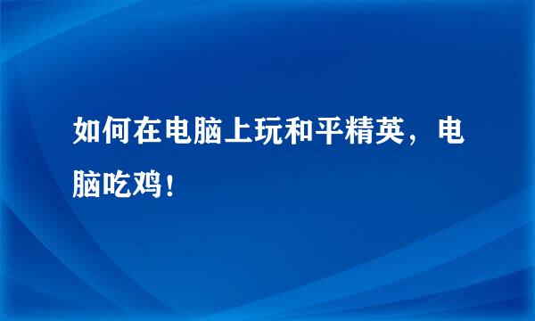如何在电脑上玩和平精英，电脑吃鸡！