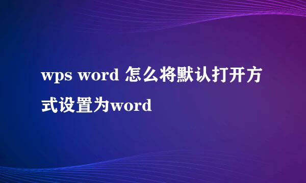 wps word 怎么将默认打开方式设置为word