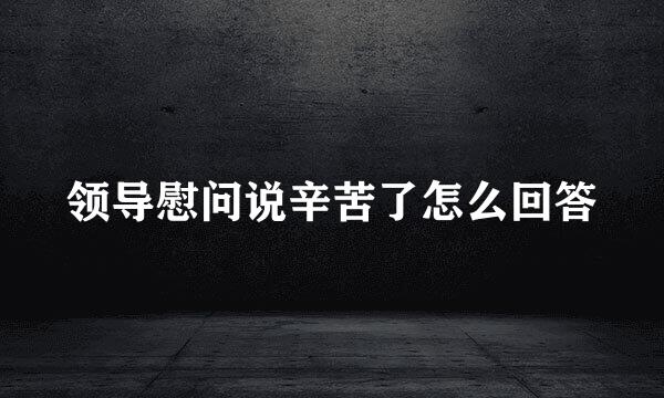 领导慰问说辛苦了怎么回答