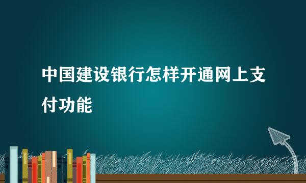 中国建设银行怎样开通网上支付功能