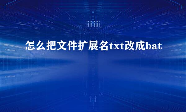怎么把文件扩展名txt改成bat