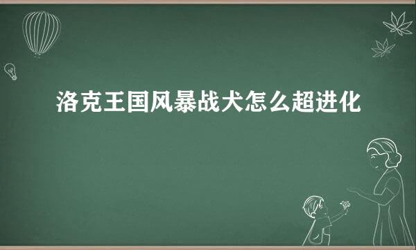 洛克王国风暴战犬怎么超进化