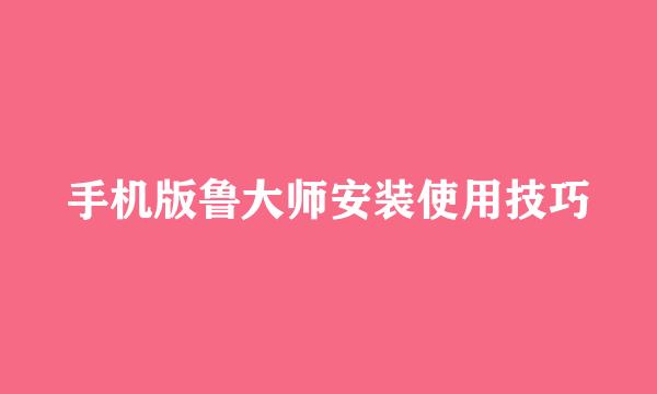 手机版鲁大师安装使用技巧
