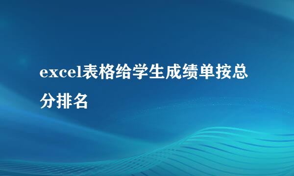 excel表格给学生成绩单按总分排名