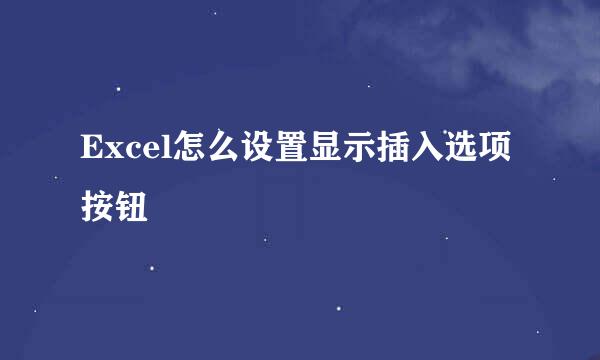 Excel怎么设置显示插入选项按钮