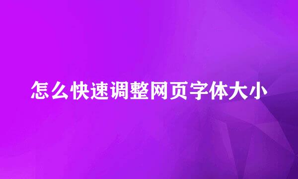 怎么快速调整网页字体大小