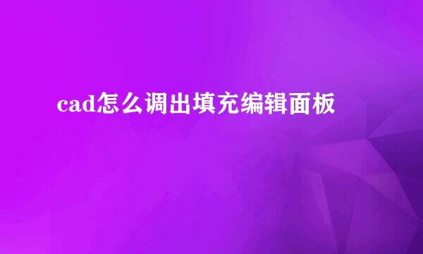 cad怎么调出填充编辑面板