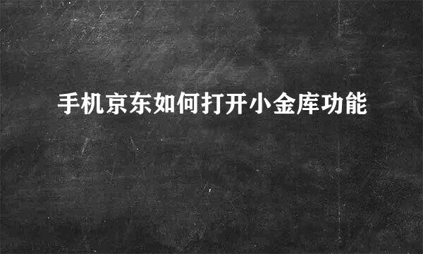 手机京东如何打开小金库功能