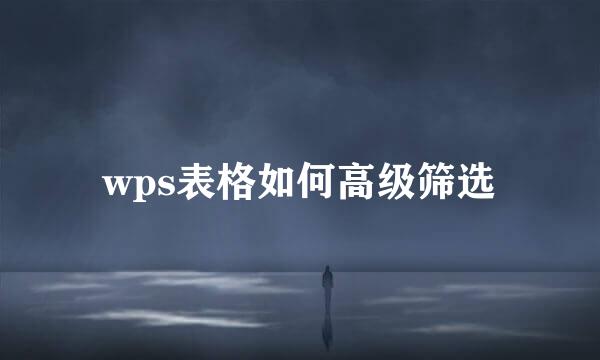 wps表格如何高级筛选