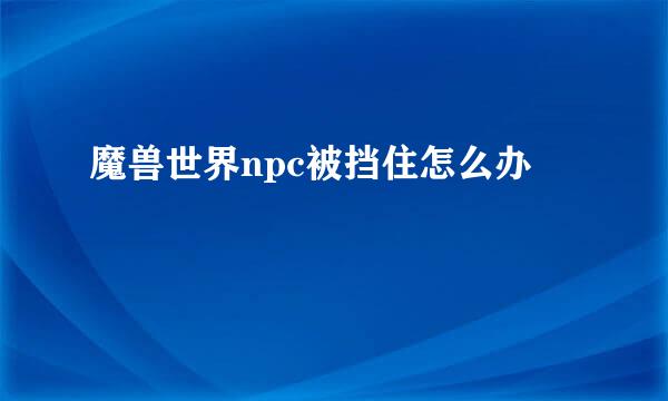 魔兽世界npc被挡住怎么办