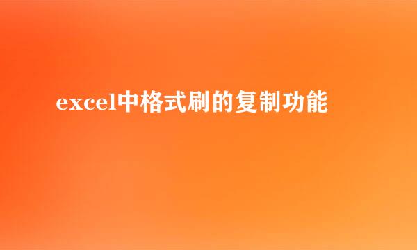 excel中格式刷的复制功能