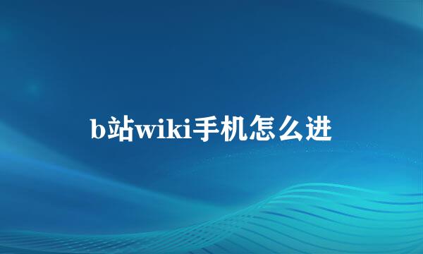 b站wiki手机怎么进