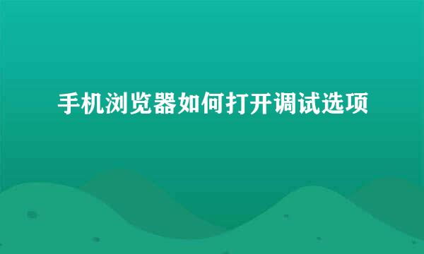 手机浏览器如何打开调试选项