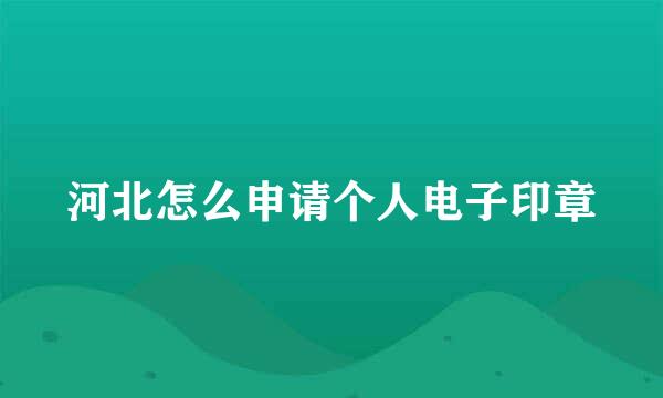 河北怎么申请个人电子印章