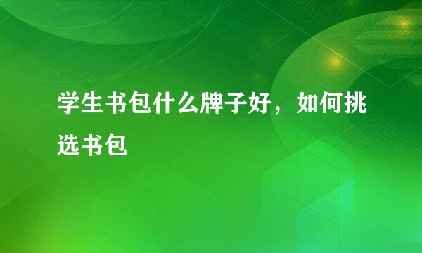 学生书包什么牌子好，如何挑选书包