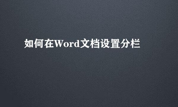 如何在Word文档设置分栏
