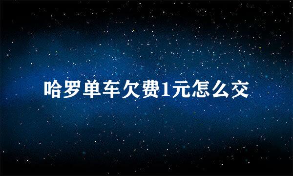 哈罗单车欠费1元怎么交